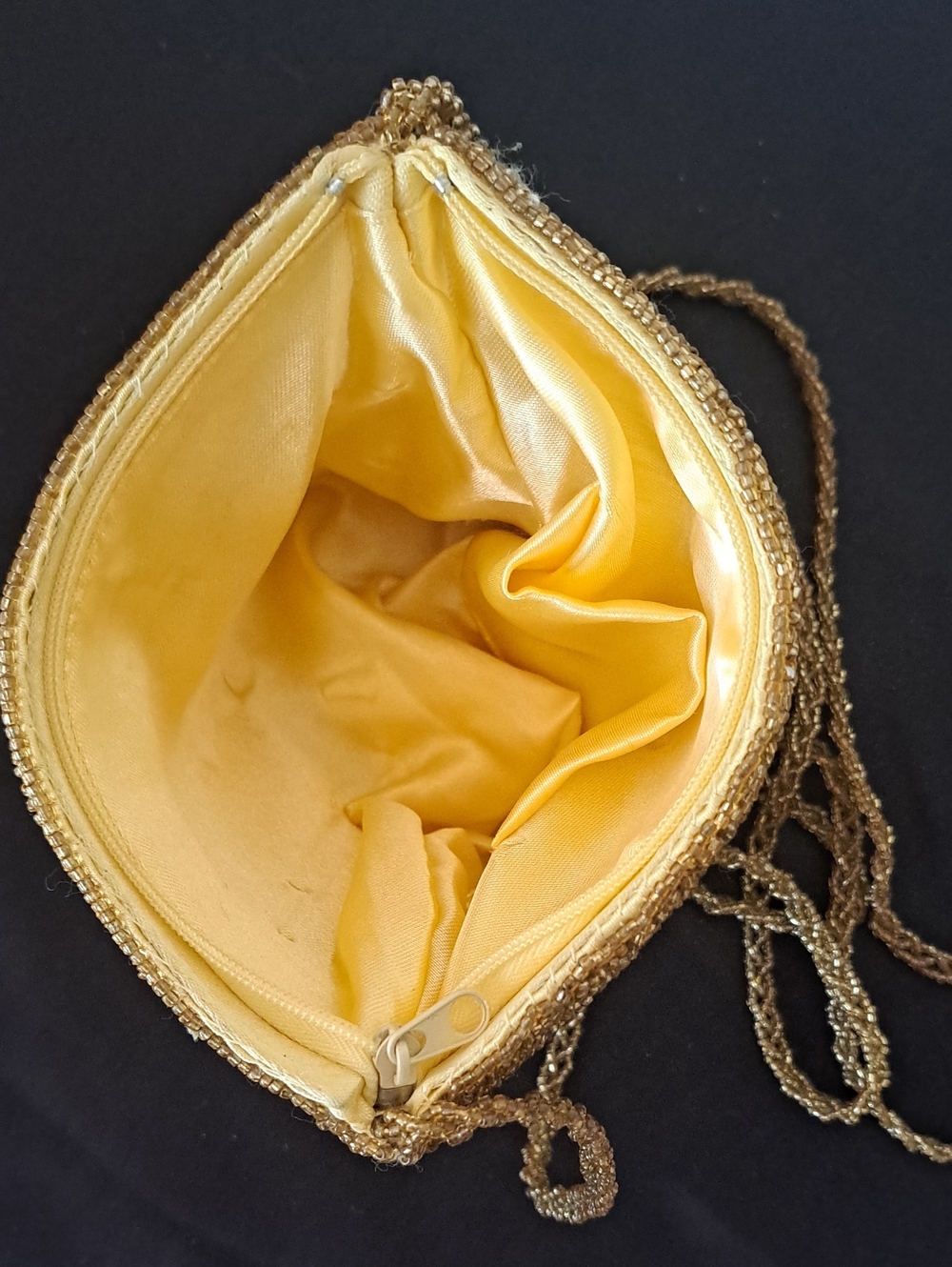 Vintage 1960s Gold Color Beaded Evening Crossbody Bag - Picture 5 of 8